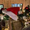 Navidad Año Nuevo Rojo Largo Peluche Lazo Sombrero para Hombres y Mujeres Otoño Invierno Lindo Sombrero de Cabeza Sombrero de Navidad Cubre Cabeza Grande