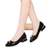 Sapatilhas Femininas 2026 Primavera Novo Salto Bloco Trabalho Saltos Altos Slip-on Salto Médio Mãe Senhoras Boca Rasa Sapatos Pequenos de Couro