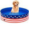 Nueva piscina para mascotas para perros de PVC a rayas transfronteriza plegable para patio trasero piscina infantil con taburete piscina de vadeo