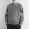 Envio Transfronteiriço Disponível Moda Outono e Inverno 2025 Suéter Jacquard Listrado Jovem Tricô Masculino