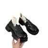 Mocasines de suela gruesa transfronterizos para mujer 2024 Invierno Nuevos Estilo Británico Retro Zapatos sin cordones combinables para mujer