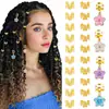 24 Peças de Presilhas de Cabelo Trançadas com Pingentes Coloridos de Flor de Camélia em Liga para Tranças DIY, Acessórios de Cabelo, Grampos e Enfeites, Novo para Vendas Transfronteiriças
