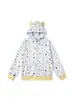 Jaqueta Cardigan Estrela de Strass Quente Fofa para Mulheres no Outono Estilo Coreano Solto Redutor de Idade Estilo Preppy Moletom com Capuz