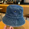 Nuevo sombrero de pescador de mezclilla, colección de otoño, corte extragrande, estilo vintage, acabado lavado y desgastado, hace que la cara parezca más pequeña, sombrero de sol de moda