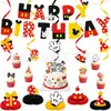 Banner de Aniversário Temático do Mickey para Fronteira Banner de Letras Desenho Animado Mickey Mouse Topper Espiral para Bolo Inserção
