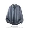 Camisa Listrada de Manga Longa Estilo Retro Japonês para Homens, Versátil, Casual, Solta e Fashion