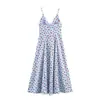 Comercio Exterior Transfronterizo Ropa de Mujer 2026 Moda Europea y Americana Ajustado Estampado Vestido Midi con Tirantes para Mujer F612488