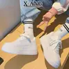 Zapatillas Populares de Piel Genuina para Mujer, Nuevas de Primavera 2026, Zapatos Blancos de Suela Gruesa que Aumentan la Altura, Zapatos Deportivos Casuales Versátiles para Estudiantes