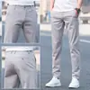 Calças Casuais de Verão Novas, Calças Masculinas Estilo K, Calças da Moda Soltas de Perna Reta Jovens de Algodão Puro com Elastano Off-white para Homens
