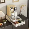 Estante de almacenamiento de cápsulas de café al por mayor estilo ins feng shui para barra de escritorio tipo cajón doble capa base de estante para café