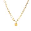 Collar con colgante de candado de alta calidad estilo hip hop retro de calle europea y americana para mujer, cadena de clavícula de estilo frío de oro K de moda