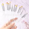 Folga Transparente Rod Nail Pen Estilo Japonês Caneta Acrílica Nail Art Pintura Pull Line Função esculpida Fototerapia Pen Set