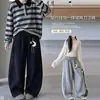 Pantalones de chándal para niñas Primavera Otoño 2026 Nuevos Pantalones Casuales de Terciopelo Cálidos de Otoño Invierno para Niños Medianos y Grandes Pantalones Casuales de Pierna Ancha