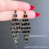 Moda Europeia e Americana Internet Celebridade s925 Agulha de Prata Brincos Geométricos Personalizados Exagerados Rhinestone Hollow Long Tassel Brincos para Mulheres