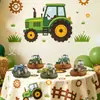 Toppers para Pastel Temáticos de Coche de Juguete Infantil Transfronterizos, Pancarta de Feliz Cumpleaños, Banderines de Letras Serie Color Bosque
