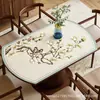 Tapete de mesa redondo dobrável estilo chinês, tapete de mesa oval, toalha de mesa de couro à prova d'água e de óleo para mesa de jantar da sala de estar, personalizável