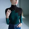 Camisa de cuello alto con combinación de colores de nicho irregular, de moda para invierno, nueva blusa delgada elegante, versátil, hermosa, pequeña camisa