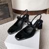 Sandálias Retrô Fechadas para Mulheres, Novo Estilo Verão 2026, Salto Alto Vermelho Confortável, Salto Grosso, Sapatos Elegantes de Uma Peça que Combinam Bem com Vestidos