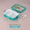 Lonchera de Dibujos Animados con Compartimentos que No Mezclan Sabores, Caja Bento Linda e Infantil para Estudiantes y Trabajadores de Oficina, Lonchera Cuadrada con Utensilios