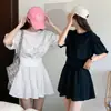 Moda Coreana Casual Verano Nicho Reductor de Edad Color Sólido Cintura Corta Falda de Sudor Traje de Dos Piezas 3 colores