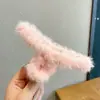 Accesorio para el cabello de pinza de tiburón marrón, de bajo volumen, esponjoso, para peinado semi-recogido, pinza grande de oso para el cabello, pinza de garra con orejas de gato y borla elegante para mujer