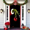 Decoración de Cubierta de Puerta de Navidad Tela de Fondo Verde de Navidad Cubierta de Puerta de Navidad Colgante de Puerta Decoración de Fiesta de Año Nuevo Tapiz de Cubierta de Puerta