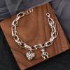 Pulsera Europea y Americana Smiley de Alto Sentido Hip Hop Cruz para Niñas ins Nicho Industria Pesada Plata Tailandesa Textura Venta al por Mayor