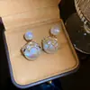 Pendientes de plata con baño de oro real, aguja cuadrada, borla de perla y circonita, pendientes de lujo ligero de alta gama, fabricante de pendientes vintage