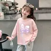 Camiseta de Manga Larga de Dibujos Animados para Niña Nueva Moda Primavera y Otoño 2026 Top Infantil de Cuello Redondo Camiseta Básica de Algodón Puro para Niña Pequeña