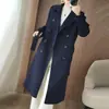 2025 Nuevo Abrigo de Cachemira de Doble Cara para Otoño e Invierno para Mujer, Traje Delgado con Cuello, Estilo Coreano, Doble Botonadura, Lana Pura, Abrigo de Lana