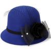 Sombrero de moda de otoño e invierno Zhenyueqi de gasa y plumas con flor grande para dama, sombrero tipo cubeta de lana sintética para señora madura