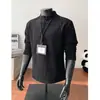 Moletom Henley de tricô retrô americano masculino de outono com padrão de espiga de trigo, corte solto, camiseta polo base estilosa