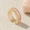Anel de Dedo Geométrico com Abertura em Zircônia Triangular Estilo Coreano Banho de Ouro 18k Cobre Design de Luxo Leve Nicho para Mulheres