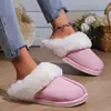 Pantuflas de Algodón Antideslizantes, Pantuflas de Moda, Pantuflas Transfronterizas, Pantuflas Sencillas para Mujer, Pantuflas Peludas de Moda Populares, Pantuflas para el Hogar con Ribete de Piel