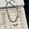 Collar con Colgante de Mariposa Oscura Dulce y Fresca para Mujer, Doble Capa, Estilo Y2K de Alta Gama, Gargantilla Cadena Clavícula
