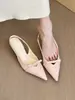 Um romance bacana no primeiro encontro! Sandálias elegantes de bico fino com laço e salto gatinho sem calcanhar para mulheres, saltos agulha altos de primavera