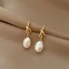 Aretes Retro Franceses, Aretes Colgantes de Perlas Barrocas, Moda de Nicho, Diseño Versátil, Aretes de Nudo, Aretes