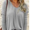 En stock 2025 Suministro transfronterizo Europa y América wish Comercio exterior Amazon Otoño/Invierno Top de punto con cuello en V para mujer Camiseta Camisa de manga larga