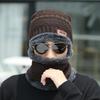 Chapéu de Tricô de Inverno Cachecol Quente de Veludo Masculino Chapéu de Lã Espessado Aba Larga Proteção Auricular Feminina Proteção Familiar Contra o Frio