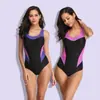 Traje de Banho Peça Única Popular da Amazon, Estilo Europeu e Americano, Sexy e Conservador para Mulheres, Patchwork, Esportivo, Estilo Boxer, Feito Sob Medida, Alta Elasticidade