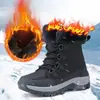 Botas de neve de inverno transfronteiriças plus size com forro de fleece, botas de algodão quentes e aconchegantes para casais, sapatos de algodão à prova d'água e antiderrapantes para atividades ao ar livre, atacado