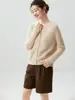 Nova coleção outono e inverno: cardigã de malha feminino de sete agulhas, fio duplo, cor pura, com gola mandarim, feito de seda de amoreira e caxemira, uma peça de agasalho quente