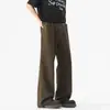 Pantalones Rectos de Color Sólido para Hombre 2026 Otoño Nuevo Retro Lavado Marca de Tendencia Versátiles de Pierna Ancha Sueltos Casuales