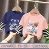 Camiseta de Algodão Puro para Meninos Primavera e Outono Novo Estilo para Crianças Maiores, Manga Longa Listrada Patchwork Versátil, Estiloso Top Dois em Um para Meninos