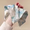 Nuevo Pañuelo Cuadrado de Satén con Degradado Azul Estilo Chino, Lazo para el Cabello para Mujer, Cuerda para Cola de Caballo Baja, Accesorio de Cabello de Alta Gama