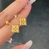 Pendientes de Trébol de Cuatro Hojas Dorados de Alta Gama Pendientes de Trébol 5g Pendientes Dorados Esmerilados Regalo de Cumpleaños para Novia