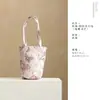 Bolsa de almacenamiento para juego de té de algodón tejido, bolsa cilíndrica gruesa para viaje, bolsa de ceremonia de té de tamaño grande para maestros de té