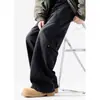 Calça jeans masculina retro americana, novo estilo primavera e outono, calça longa casual desconstruída lavada, calça larga reta solta, moderna