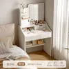 Tocador para Apartamentos Pequeños, Habitaciones de Alquiler, Gabinete de Maquillaje Moderno Sencillo, Modelo Nuevo Mesa de Maquillaje Sencilla de Mesita de Noche con Espejo