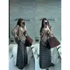 Falda de Punto Rayada Bloque de Color Estilo Suave para Mujer, Lana Similar a la Seda, Suave y Cálida, Falda Larga que Realza el Tono de Piel y la Silueta, Falda Versátil